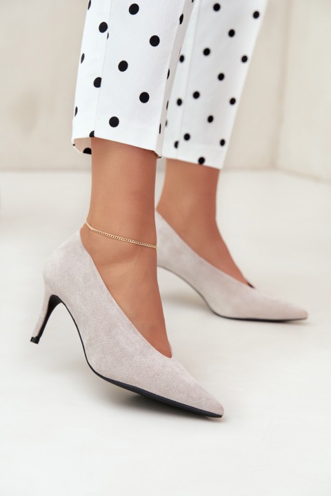 Women's Suede Light Gray High Heels Brenya