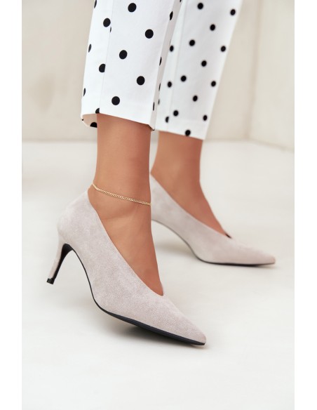 Women's Suede Light Gray High Heels Brenya