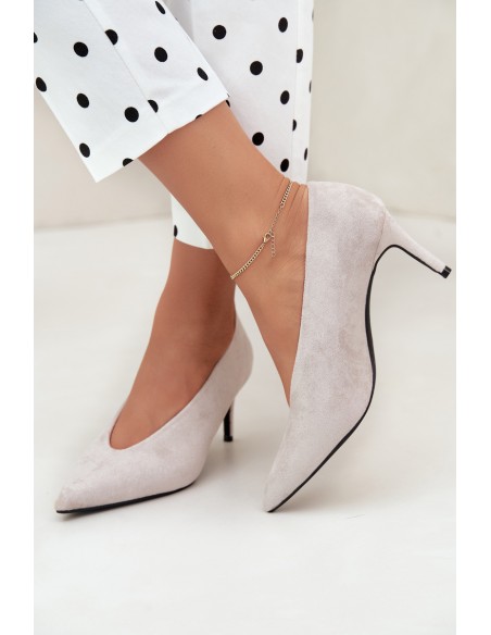 Women's Suede Light Gray High Heels Brenya