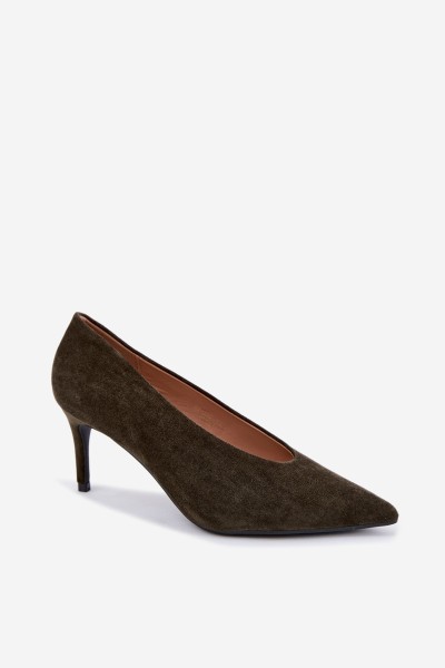 Women's Dark Green Suede High Heels Brenya 2