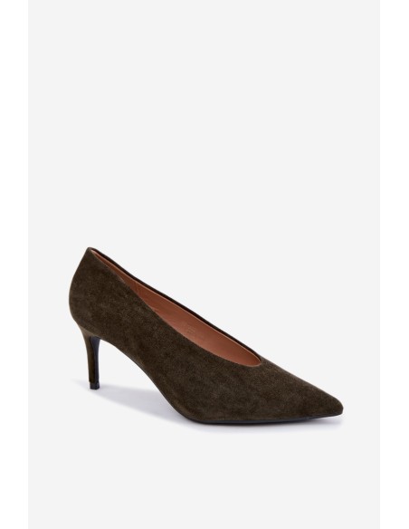 Women's Dark Green Suede High Heels Brenya