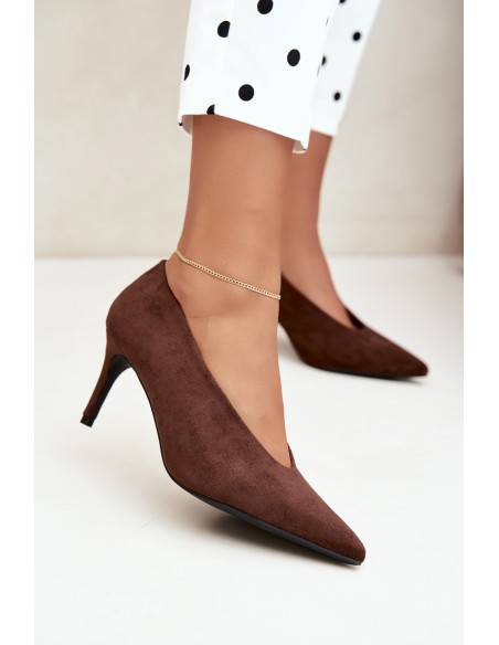Women's Chocolate Suede High Heels Brenya
