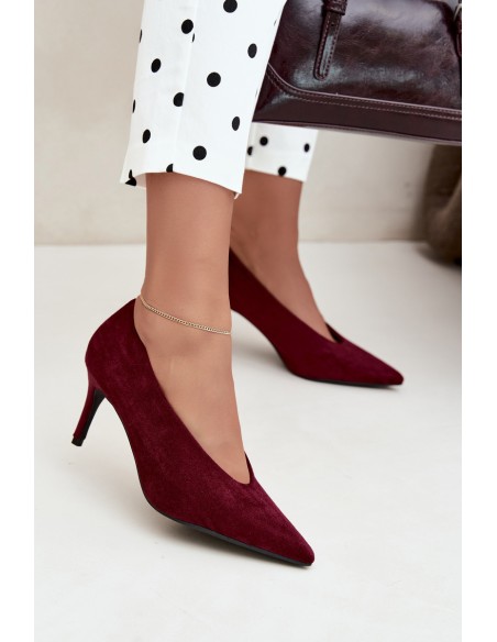 Women's Burgundy Suede High Heels Brenya