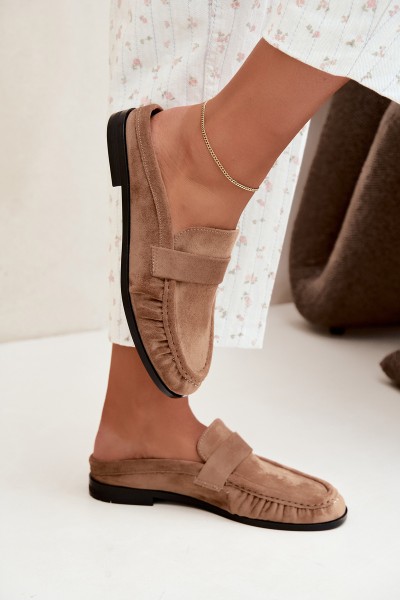 Women's Beige Open Heel Loafers Parella