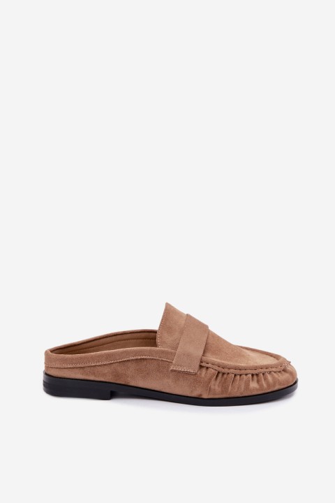 Women's Beige Open Heel Loafers Parella
