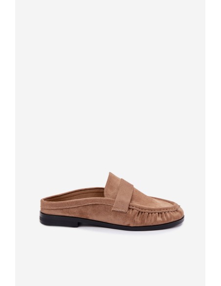 Women's Beige Open Heel Loafers Parella