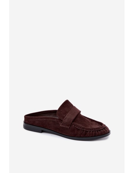 Women's Chocolate Open Heel Loafers Parella