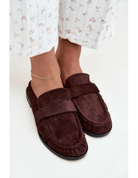 Women's Chocolate Open Heel Loafers Parella