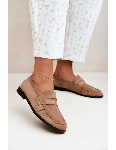 Women's Beige Ruched Moccasins Cayen