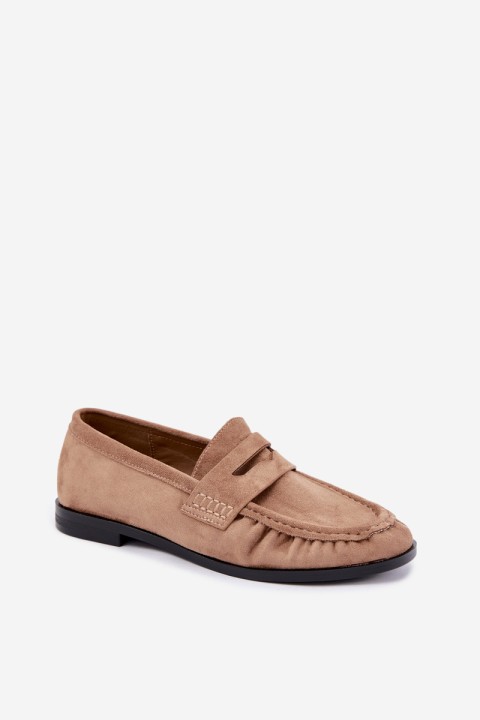 Women's Beige Ruched Moccasins Cayen