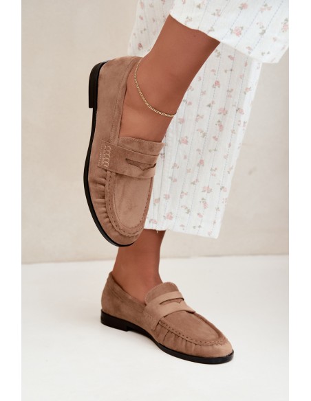 Women's Beige Ruched Moccasins Cayen