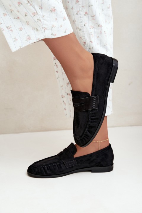 Women's Ruched Black Loafers Cayen