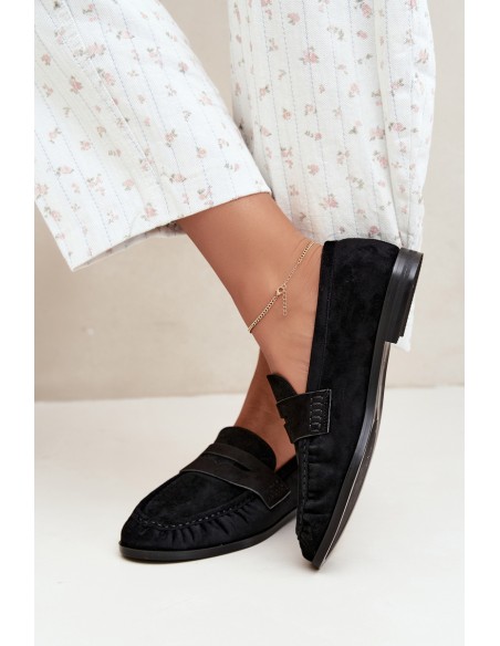 Women's Ruched Black Loafers Cayen