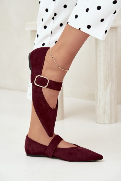 Women's Ballerinas With Strap and Buckle Burgundy Melby