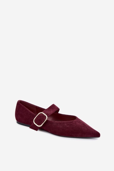Women's Ballerinas With Strap and Buckle Burgundy Melby 2