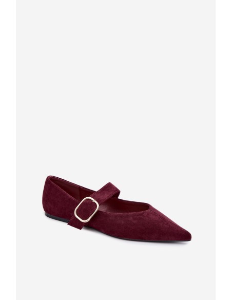 Women's Ballerinas With Strap and Buckle Burgundy Melby