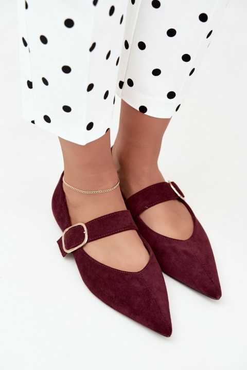 Women's Ballerinas With Strap and Buckle Burgundy Melby