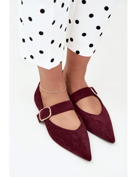 Women's Ballerinas With Strap and Buckle Burgundy Melby