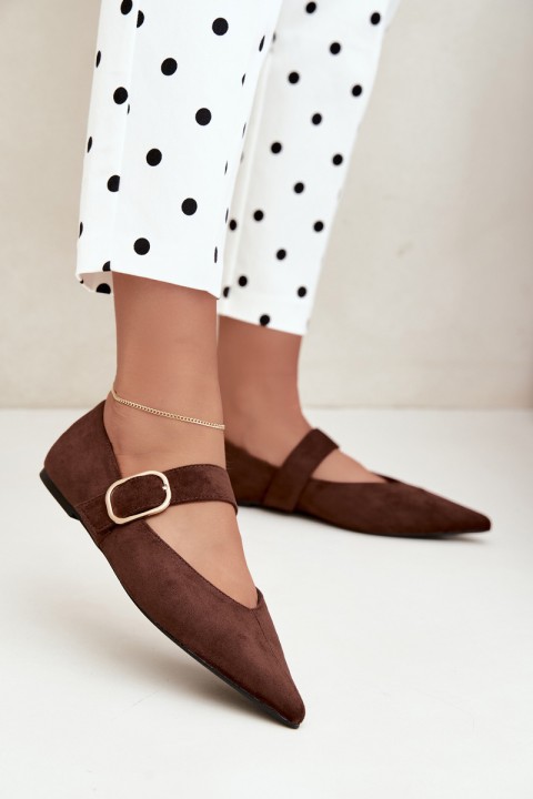 Women's Ballerinas With Strap And Buckle Chocolate Melby