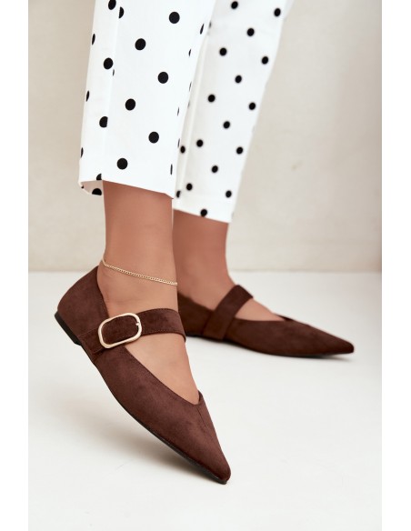 Women's Ballerinas With Strap And Buckle Chocolate Melby
