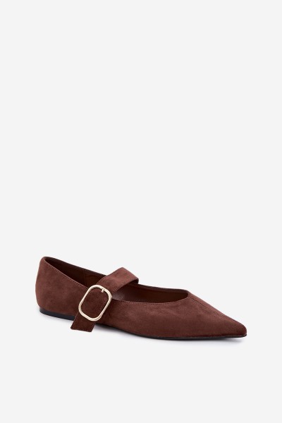 Women's Ballerinas With Strap And Buckle Chocolate Melby 2