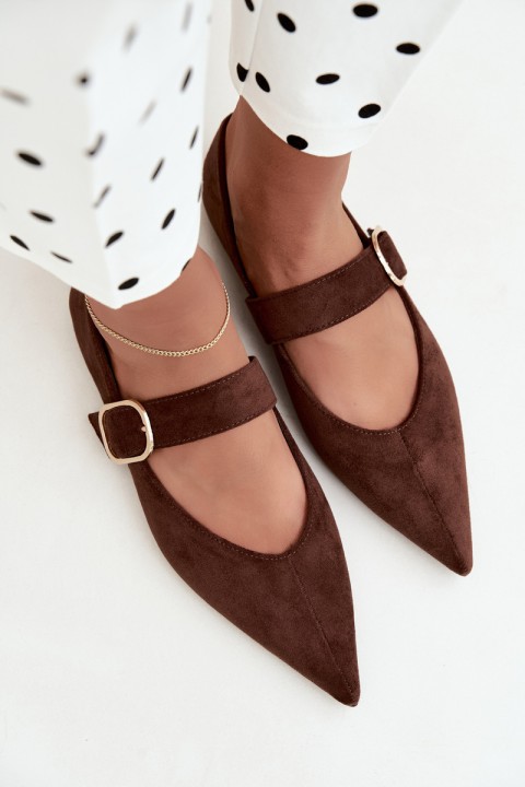 Women's Ballerinas With Strap And Buckle Chocolate Melby