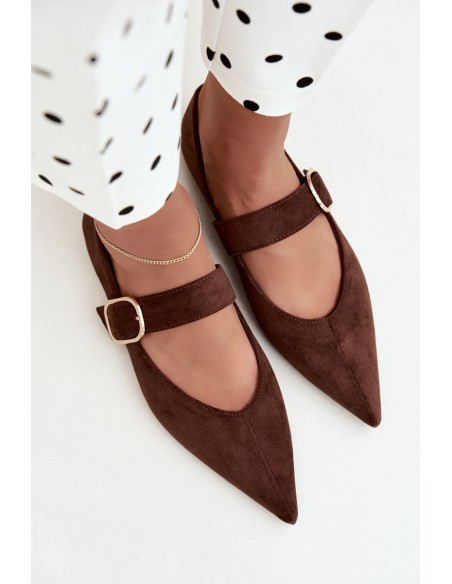 Women's Ballerinas With Strap And Buckle Chocolate Melby