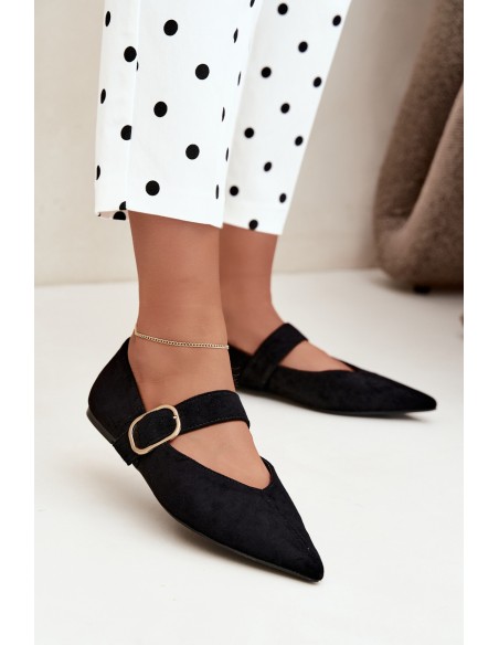Women's Black Ballerinas With Strap And Buckle Melby