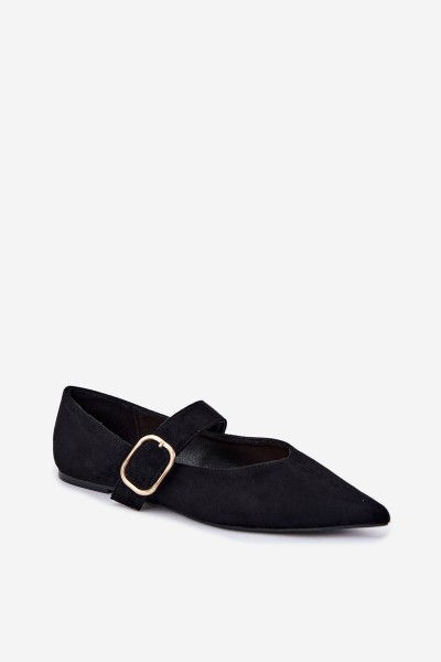 Women's Black Ballerinas With Strap And Buckle Melby 2