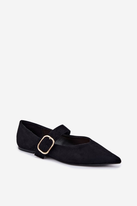 Women's Black Ballerinas With Strap And Buckle Melby