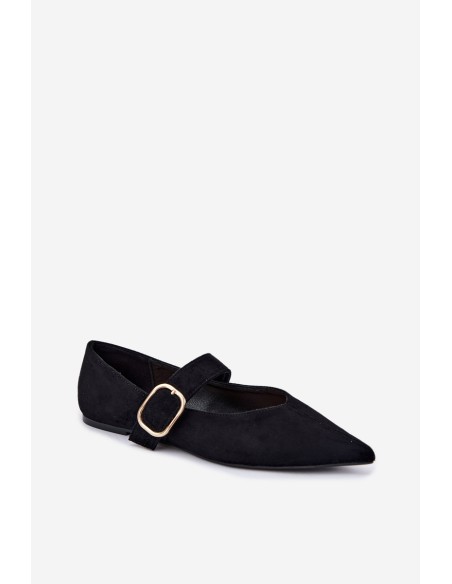 Women's Black Ballerinas With Strap And Buckle Melby