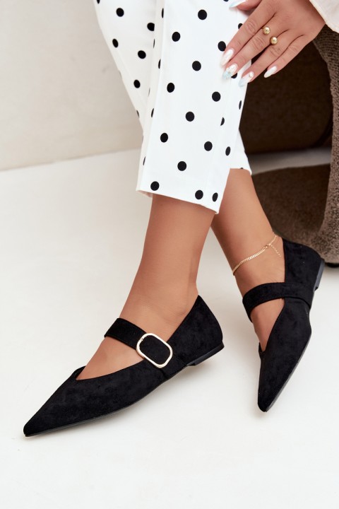 Women's Black Ballerinas With Strap And Buckle Melby