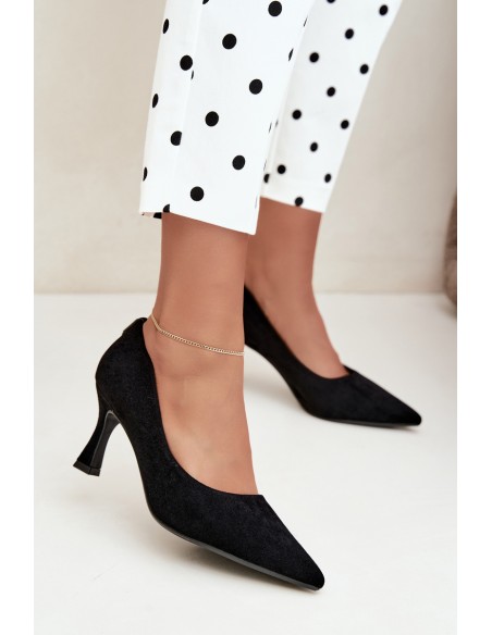 Black Women's Peep Toe Heeled Shoes in Hourglass Shape Vinceza 62330
