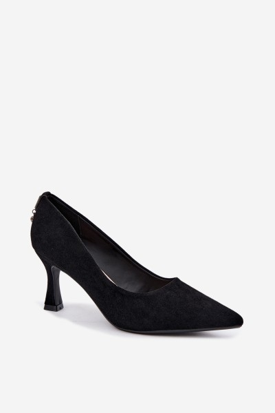 Black Women's Peep Toe Heeled Shoes in Hourglass Shape Vinceza 62330 2