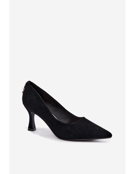 Black Women's Peep Toe Heeled Shoes in Hourglass Shape Vinceza 62330