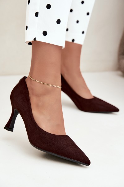 Vinceza 62330 Brown Leather Ankle Strap Heeled Pumps in Hourglass Shape