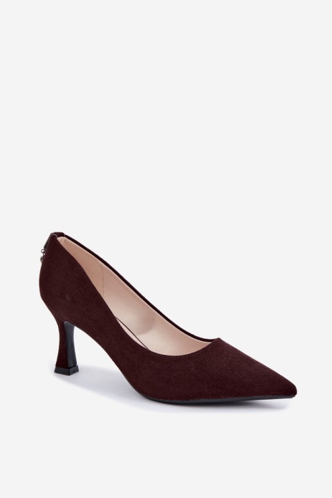 Vinceza 62330 Brown Leather Ankle Strap Heeled Pumps in Hourglass Shape