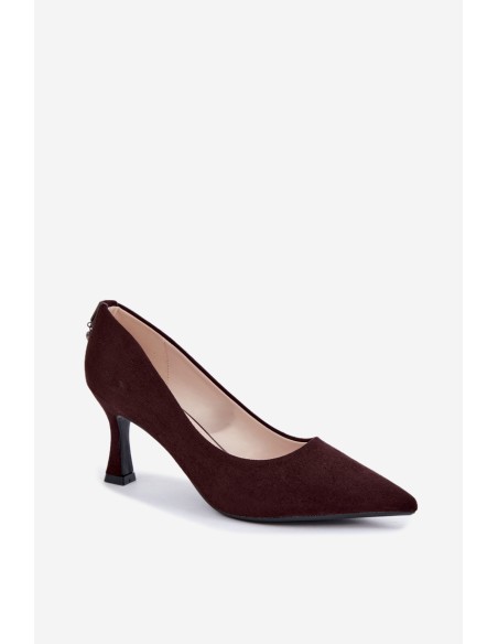 Vinceza 62330 Brown Leather Ankle Strap Heeled Pumps in Hourglass Shape