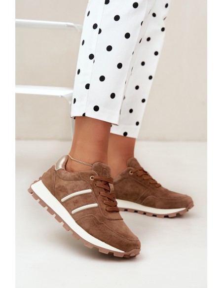Women's Natural Suede Sneakers D&A LR62-7101 Camel