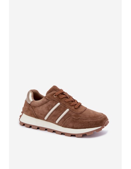 Women's Natural Suede Sneakers D&A LR62-7101 Camel