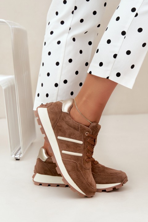 Women's Natural Suede Sneakers D&A LR62-7101 Camel