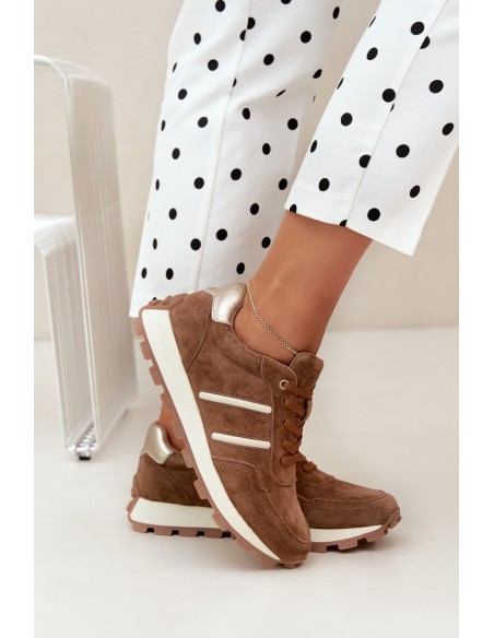 Women's Natural Suede Sneakers D&A LR62-7101 Camel
