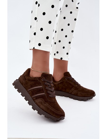 Women's Sneakers Made of Natural Suede D&A LR62-7101 Chocolate