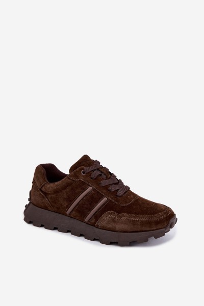 Women's Sneakers Made of Natural Suede D&A LR62-7101 Chocolate 2