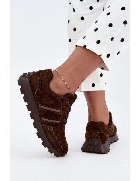 Women's Sneakers Made of Natural Suede D&A LR62-7101 Chocolate