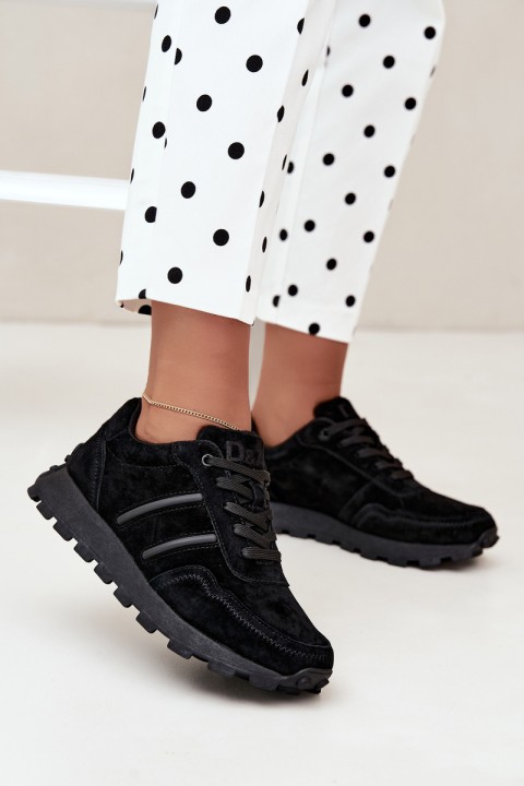 Women's Sneakers Made of Natural Suede D&A LR62-7101 Black