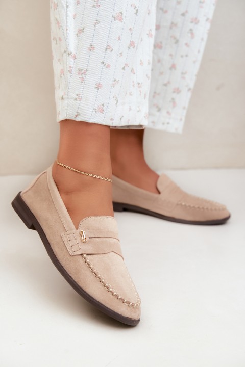 Women's Beige Moccasins With Small Decorative Detail Treya