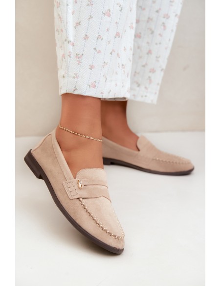 Women's Beige Moccasins With Small Decorative Detail Treya