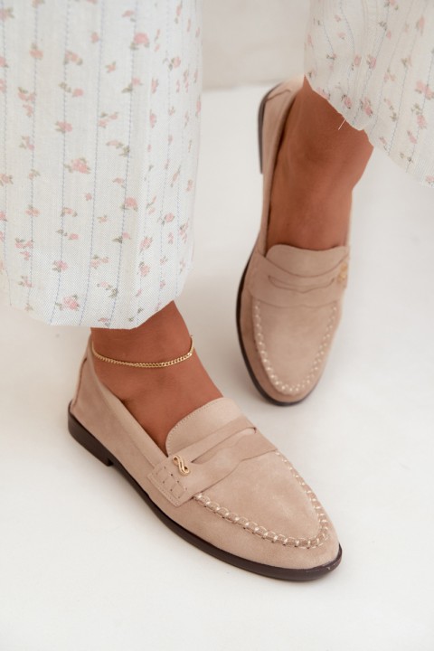 Women's Beige Moccasins With Small Decorative Detail Treya