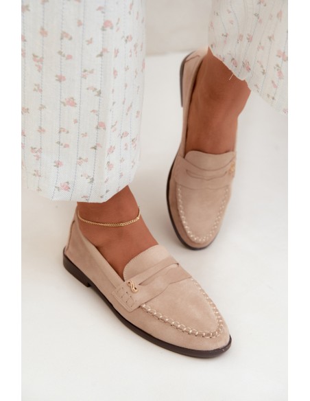 Women's Beige Moccasins With Small Decorative Detail Treya